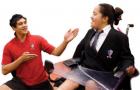 Two wharekura students praticising waiata