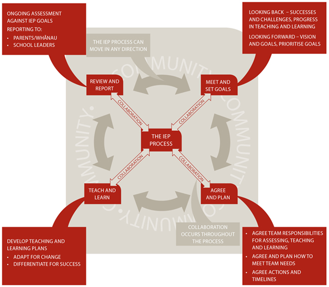 IEP Process diagram with additional explanation of the four core components